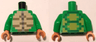 Torso Pixelated Olive Green, Tan and Light Bluish Gray Stomach, Lime and Green Shell on Back Pattern (Minecraft Turtle Skin Warrior) / Bright Green Arms / Nougat Hands