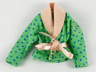 Scala, Clothes Female Jacket with Light Salmon Collar and Belt with Blue Dots Pattern