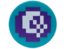 Tile, Round 2 x 2 with Bottom Stud Holder with Pixelated White Skull on Dark Purple Background Pattern