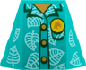 Wedge 4 x 3 Triple Curved No Studs with Shirt with White Leaves, Medium Nougat Neck and Buttons, Bright Light Orange Badge with Leaf, and Dark Green Outlines Pattern