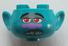 Minifigure, Head, Modified Trolls with Black Eyebrows, Red Eyes, Dark Bluish Gray Eye Shadow and Freckles, Medium Lavender Nose, Open Mouth with Bottom Teeth Pattern
