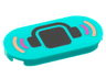 Tile, Round 2 x 4 Oval with Black Head and Headphones, Magenta and Coral Soundwaves Pattern