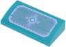 Slope, Curved 2 x 4 x 2/3 with Bottom Tubes with Rectangle with Cut Corners with Light Aqua Diamond and Lavender Geometric Shapes and Zigzags on Metallic Light Blue Background Pattern