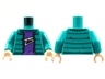 Torso Jacket with Zipper, Dark Purple Shirt with White and Red Abstract Pattern / Dark Turquoise Arms / Light Nougat Hands