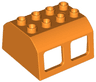 Duplo, Train Locomotive Cabin Roof 2 x 4 Studs, 4 Medium Windows