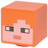 Minifigure, Head, Modified Cube with Pixelated Light Nougat Face, Green Eyes, and Nougat Mouth Pattern (Minecraft Alex)