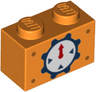 Brick 1 x 2 with Red Pointer, Dark Blue Cog and Triangles Pattern