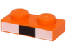 Plate 1 x 2 with White and Black Rectangles Pattern (Minecraft Baby Fox Nose)