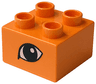 Duplo, Brick 2 x 2 with Black and White Pointed Oval Eye with Tear Duct Pattern on Both Sides