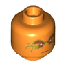 Minifigure, Head Dark Orange Eyebrows, Mouth and Eyes with Gold Fractures Pattern (Cole)