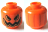 Minifigure, Head Pumpkin Jack O' Lantern Open Semicircular Eyes with Vertical Lines on Back Pattern