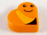 Tile, Round 1 x 1 Heart with Worm, Bright Light Orange Stripe, Black Eyes and Smile Pattern (Sesame Street Slimey)