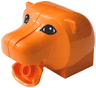 Duplo Figure Head Animal 2 x 2 Base Lion Head with Opening Mouth and Black and White Eyes Pattern