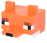 Creature Head Pixelated with Molded White Lower Face and Eyes and Printed Black Eyes and Nose, Dark Orange Eyebrows Pattern (Minecraft Fox)