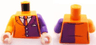 Torso Batman Suit with Dark Purple Half Panel and Tie Pattern / Dark Purple Arm Left / Orange Arm Right / Light Nougat Hands