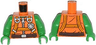Torso Jumpsuit with Zipper, Harness Straps, Altimeter and Brown Belt Pattern / Bright Green Arms / Bright Green Hands