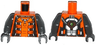Torso Spacesuit with Brown and Orange Straps and Green Light on Reverse Pattern / Dark Bluish Gray Arms / Dark Bluish Gray Hands