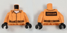 Torso Prisoner Jumpsuit with Dark Orange Belt over White Shirt, 'ARKHAM' on Black Rectangle on Back Pattern / Orange Arms / Black Hands