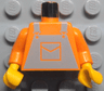 Torso Overalls Light Gray with Pocket Pattern / Orange Arms / Yellow Hands
