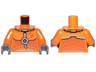 Torso Spacesuit with Dark Bluish Gray Stripes Pattern / Orange Arms / Dark Bluish Gray Hands