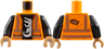 Torso Safety Vest with Silver Reflective Stripes and Black Shirt with White Alligator / Crocodile Pattern / Black Arms / Medium Nougat Hands