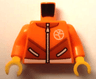Torso Jacket with Dark Orange Panels and Collar and White Pockets, Zipper, Waistband, and Play Day Physical Logo Pattern / Orange Arms / Yellow Hands