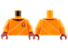 Torso Soccer Uniform, Dark Red Neck, Dice Logo, White and Dotted Yellow Diagonal Stripes Pattern / Orange Arms / Dark Red Hands
