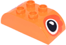 Duplo, Brick 2 x 4 Slope Curved Double with Black and White Eye with Reddish Orange Patch Pattern on Both Sides