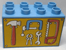 Duplo, Brick 2 x 4 x 2 with Tools on Yellow Background Pattern