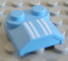 Slope, Curved 2 x 2 x 2/3 with 2 Studs and Curved Sides, Lip End with Four White Lines Pattern