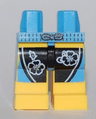 Hips and Yellow Legs with Black and Medium Blue Board Shorts with Flowers Pattern