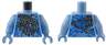 Torso Na'vi with Blue Markings, Sand Green Strap, Silver Feather Necklace and Spots Pattern / Medium Blue Arms / Medium Blue Hands