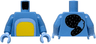 Torso with Yellow and Bright Light Blue Stomach, Black Oval and Tail with Fur Lines on Back Pattern / Medium Blue Arms / Bright Light Blue Hands