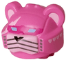 Minifigure, Head, Modified Robot with Ears with Molded Bright Pink Muzzle, Lightning Bolt and Inner Ears and Printed Hearts, Magenta Visor, Bright Light Blue Lenses, Black Nose, Pearl Dark Gray Squares and Whiskers Pattern