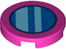 Tile, Round 2 x 2 with Bottom Stud Holder with Blue Circle with Medium Azure Stripes Pattern (Super Mario Conkdor Lens)