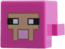 Creature Head Pixelated with Black and White Eyes, Bright Pink Nose, Tan Face with Dark Tan Outlines Pattern (Minecraft Sheep)