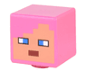 Minifigure, Head, Modified Cube with Pixelated Nougat Face, Dark Azure Eyes, Dark Red Mouth Pattern (Minecraft Zombie Hunter)