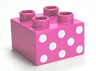 Duplo, Brick 2 x 2 with 8 White Dots Pattern