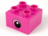 Duplo, Brick 2 x 2 with Circled Black Eye Small with Crescent and White Pupil Pattern on Both Sides
