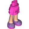 Mini Doll Hips and Skirt Layered, Light Nougat Legs and Medium Lavender Shoes with White Laces and Dark Pink Soles Pattern - Thick Hinge
