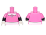 Torso White Collar, Button, and Belt Front and Back Pattern / Black Arms with Molded Dark Pink Short Sleeves Pattern / White Hands