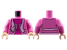 Torso Jacket with Bright Pink Hems and Cat Stole, Magenta Shirt Pattern / Dark Pink Arms / Light Nougat Hands