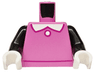 Torso White Collar and Button with Magenta Outline Pattern / Black Arms / White Hands