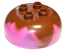 Duplo, Brick Round 4 x 4 Dome Top with 2 x 2 Studs with Marbled Reddish Brown Pattern