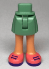 Mini Doll Hips and Skirt with Molded Nougat Legs and Printed Coral Shoes with Dark Purple Laces and Soles Pattern - Thin Hinge