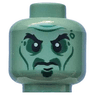 Minifigure, Head Alien with Black Eyebrows, Cheek Lines and Sunken Eyes Pattern