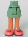 Mini Doll Hips and Skirt, Nougat Legs and Coral Shoes with Dark Purple Laces and Soles Pattern - Thick Hinge