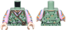 Torso Female Robe with Nougat and Lavender Flowers and Trim and Dark Green Leaves Pattern / Bright Pink Arms with Crochet Stripes Pattern / Light Nougat Hands