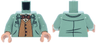 Torso Overcoat over Medium Nougat Striped Sweater Vest, Tan Plaid Shirt, and Reddish Brown Bow Tie Pattern / Sand Green Arms / Nougat Hands
