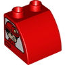 Duplo, Brick 2 x 2 x 1 1/2 Slope Curved with Fireman Girl on One Side and Fireman Boy on Other Side Pattern